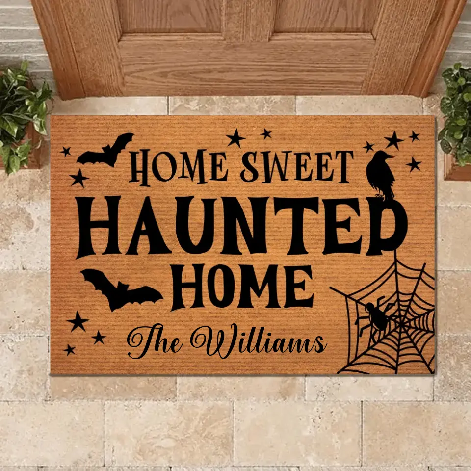 Custom Home Sweet Haunted Home Doormat - Family Personalized Home Decor Decorative Mat - Halloween Gift For Family Members