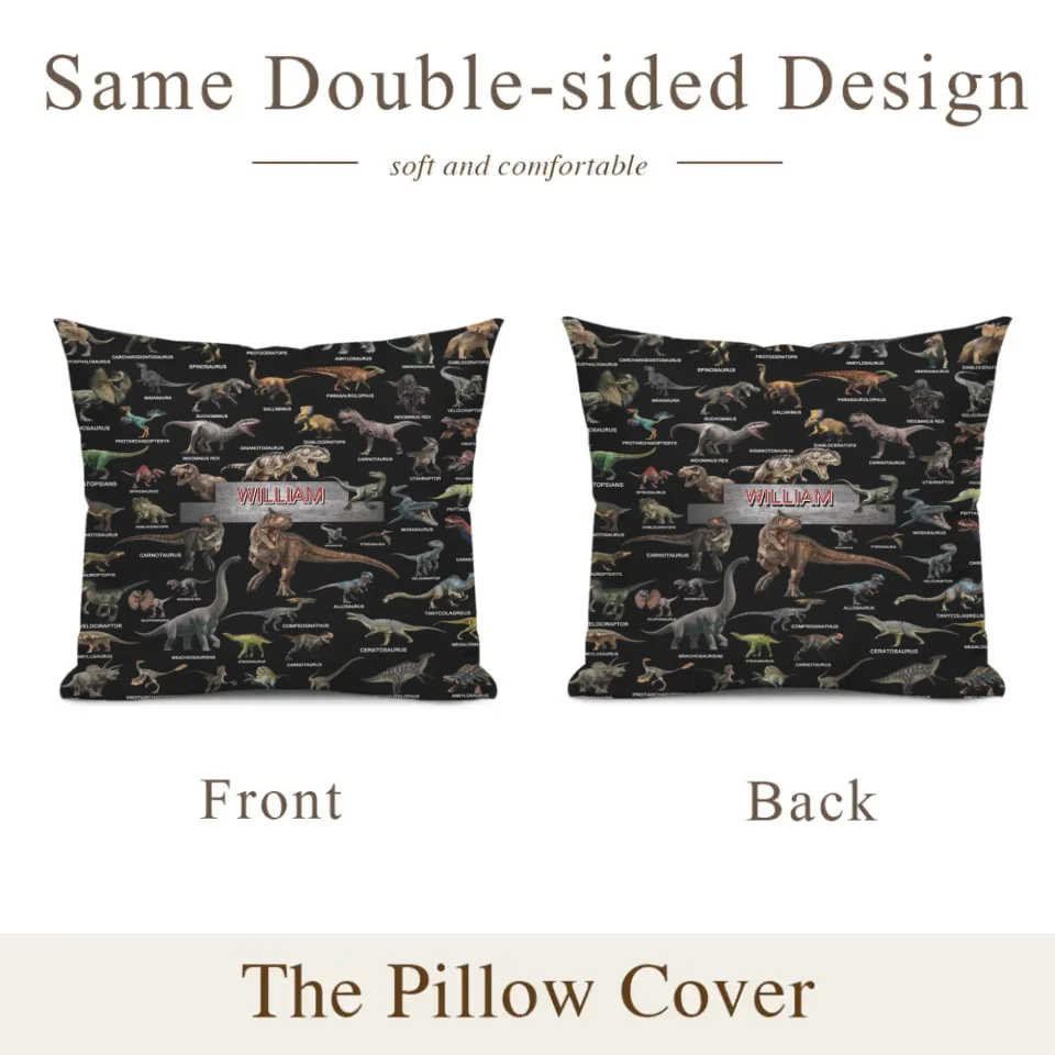 Jurassic Dinosaur Rally - Dinosaur Themed Personalised Name Blanket And Pillowcase- Gifts for Child,Friend,Dinosaur Fanatics