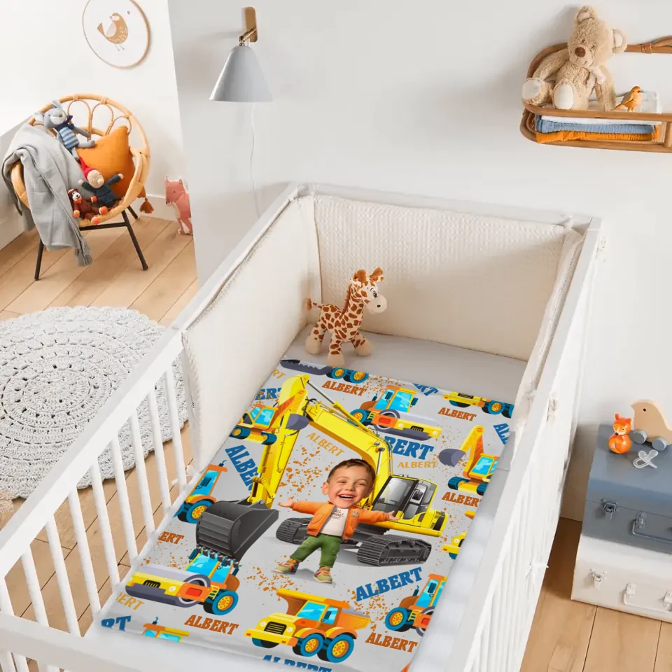 Personalized Custom Blankets Boy And Excavator Truck Car Blanket