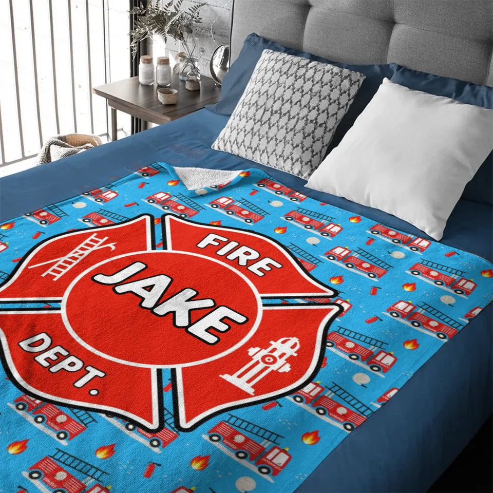 Firefighter Spirit - Personalised Blanket With Name - A Gift For Family,Kids