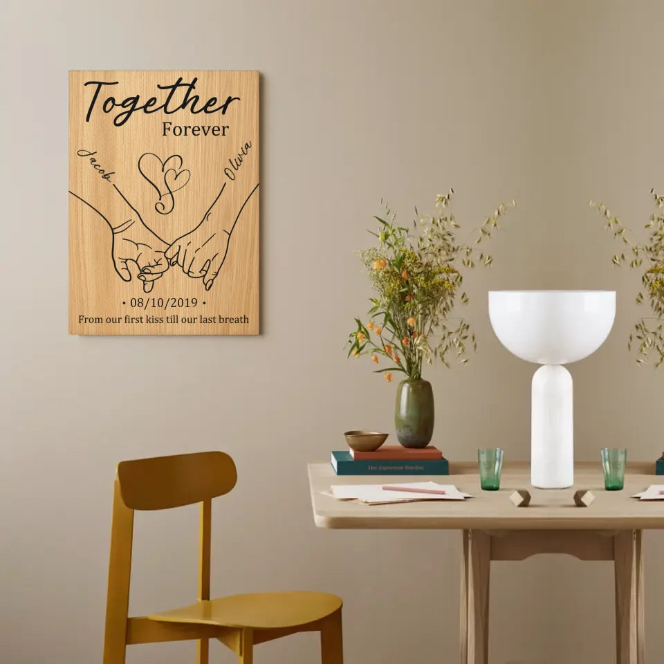 Customized Couple Memorial Wall Art - Personalized Couple's Name and Date Unframed Canvas Decorative Painting - A Gift For Husband,Wife,,Anniversary