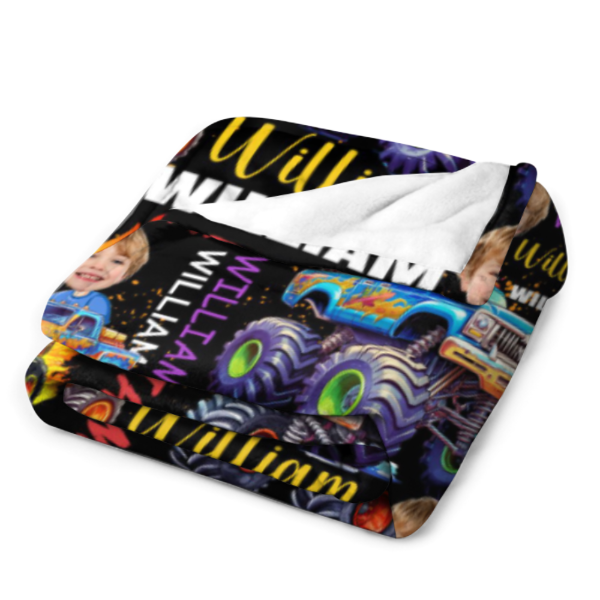 Personalized Custom Blankets for Boys Driving Trucks - Custom Name Blankets - Gifts for Kids