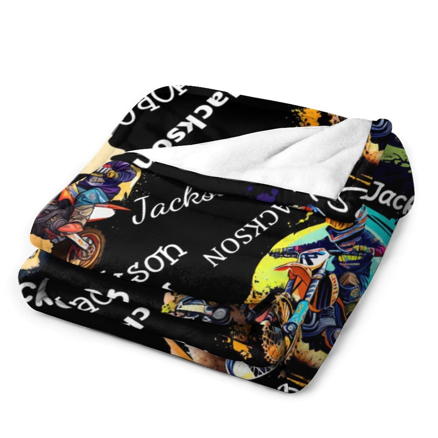 ️Personalized Custom Name Motocross Rider Blankets Blanket For Kids