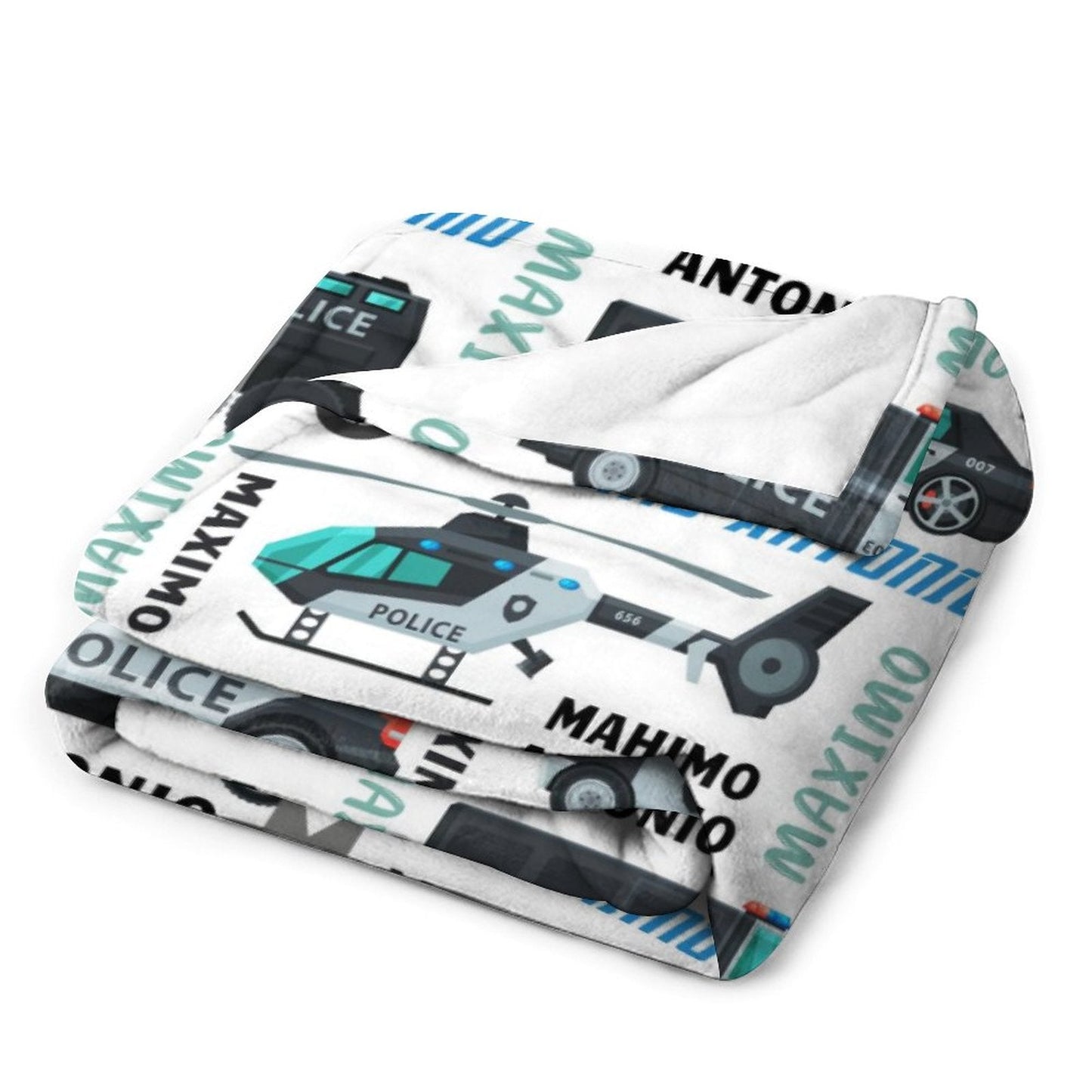 ️Personalized Police Car Helicopter Name Blanket