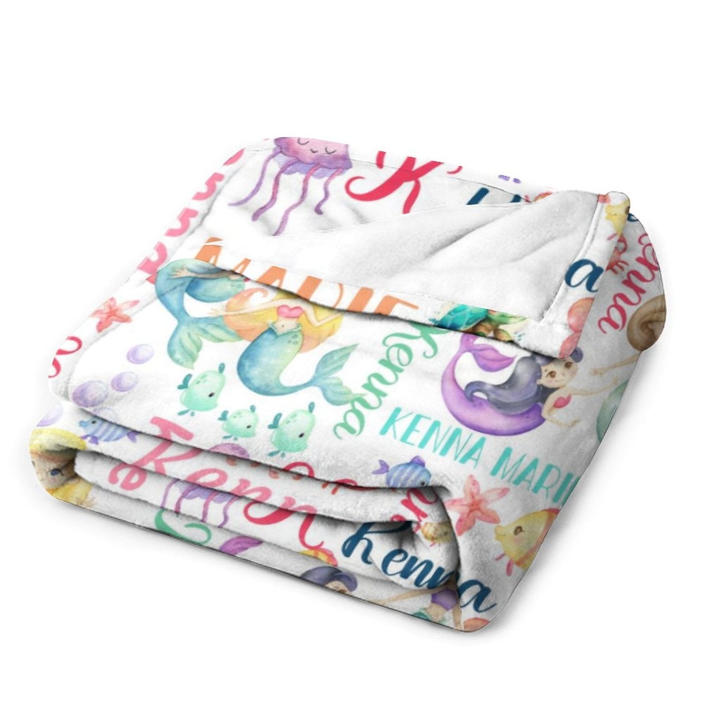 ️Personalized Mermaid Name Pattern Baby Blanket