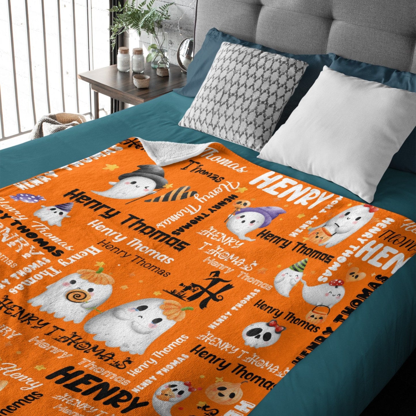 ️Halloween Cute Ghost Name Custom Blanket - Halloween Gifts