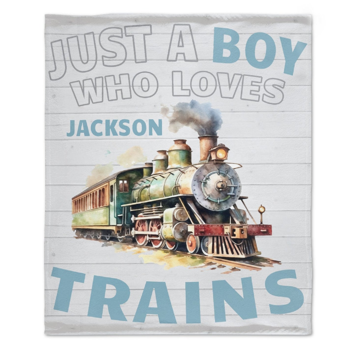 ️Personalized Name Train Blanket for Boys