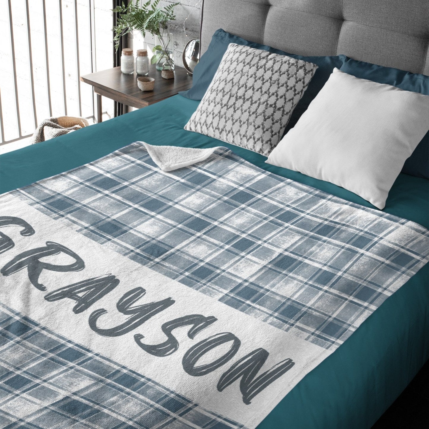 ️Personalized Plaid Baby Neutral Name Blanket