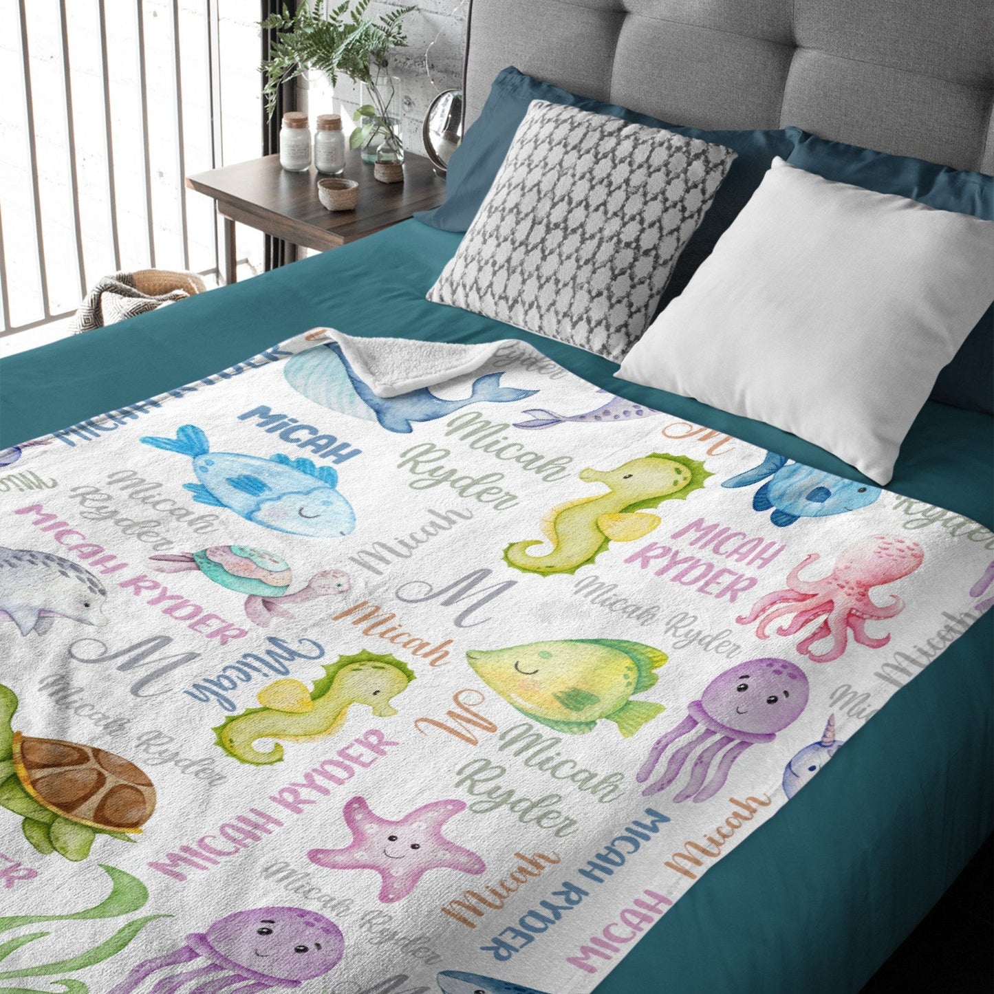 ️Personalized Name Custom Sea Life Blanket
