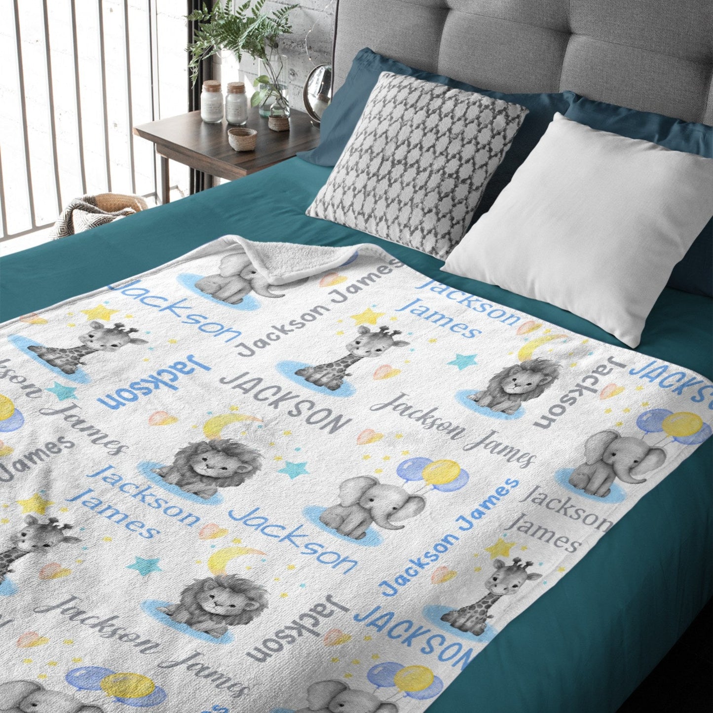 ️Personalized Safari Animals Custom Baby Blanket