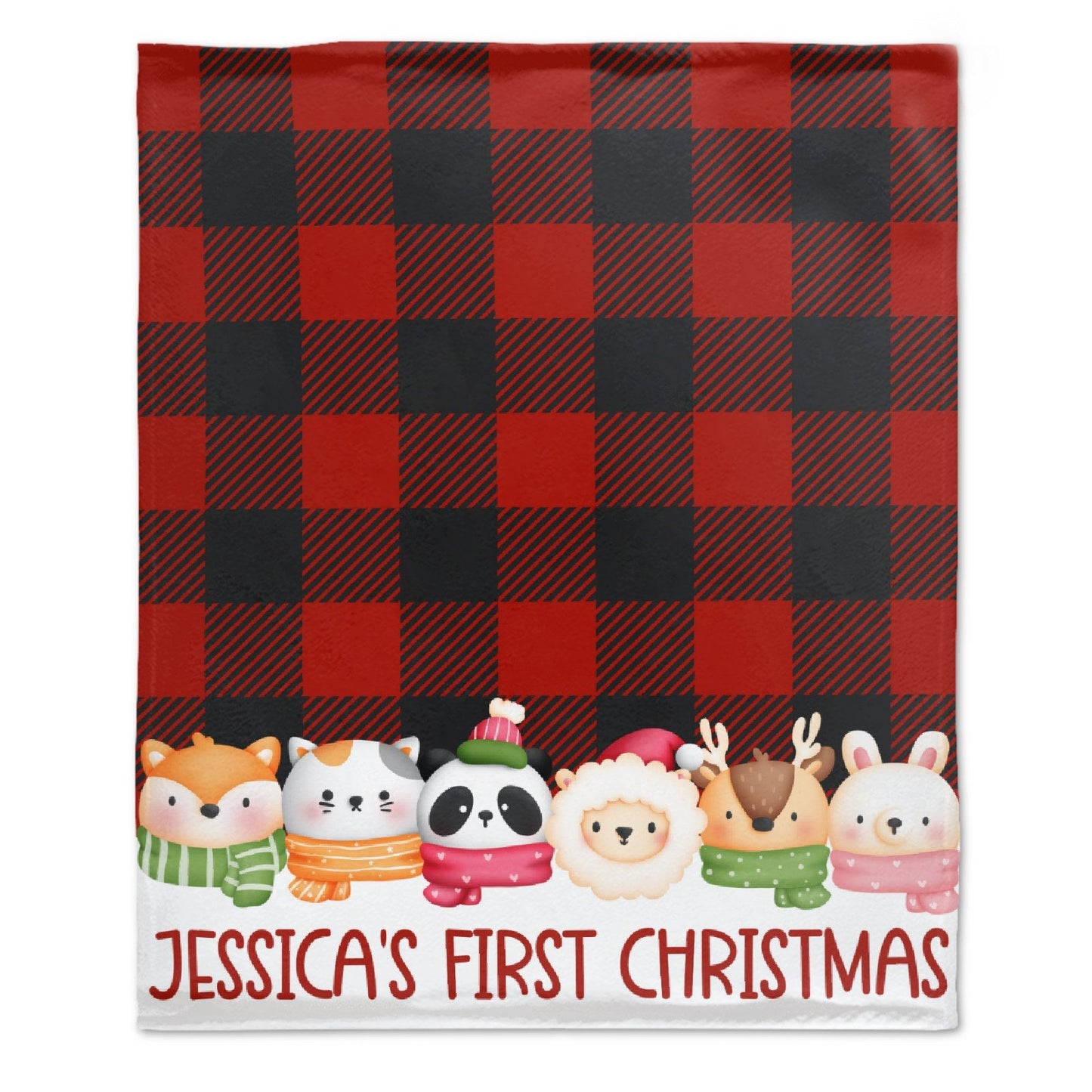 ️Custom Baby's First Merry Xmas Buffalo Plaid Blanket Blanket