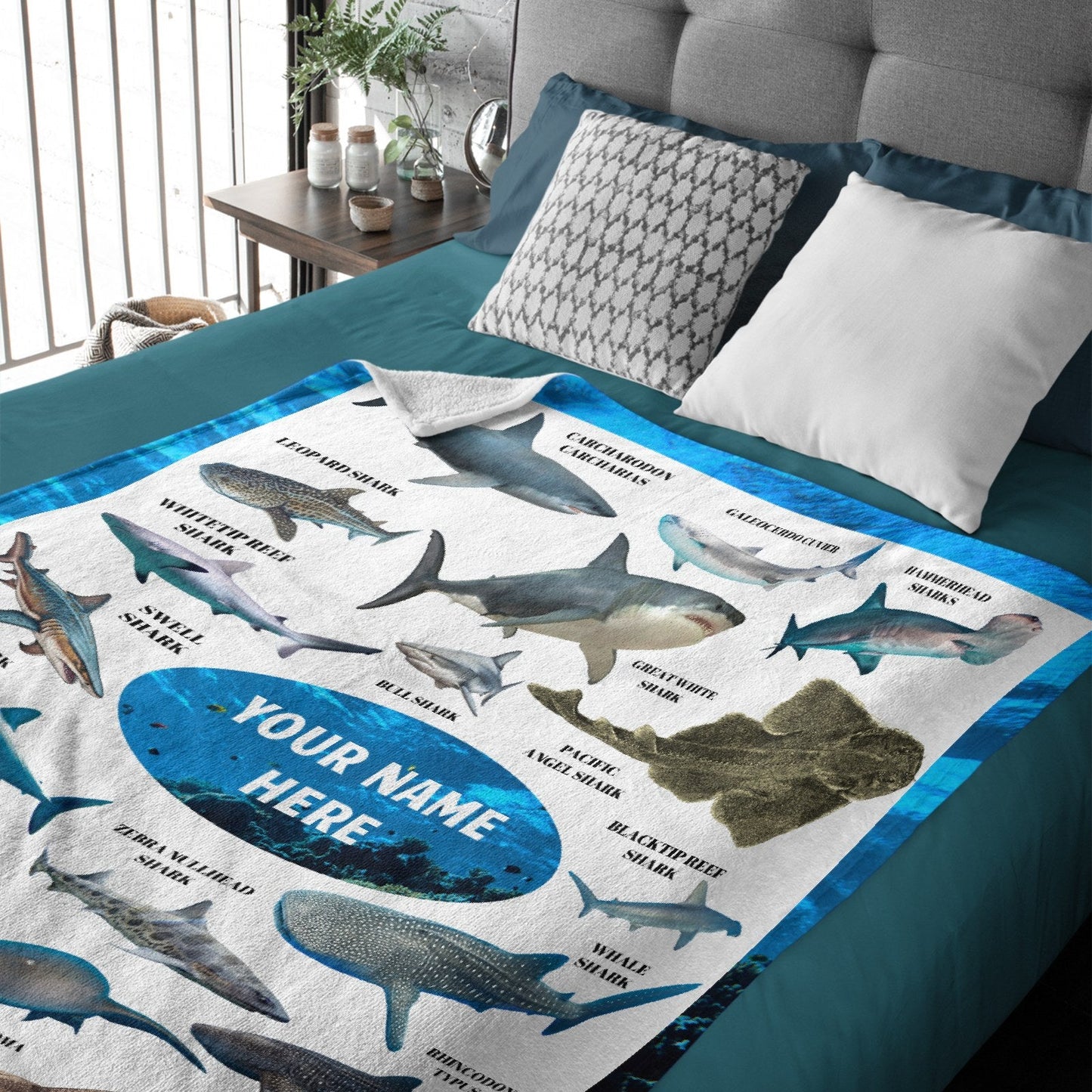 ️Personalized Name Shark Blanket for Kids
