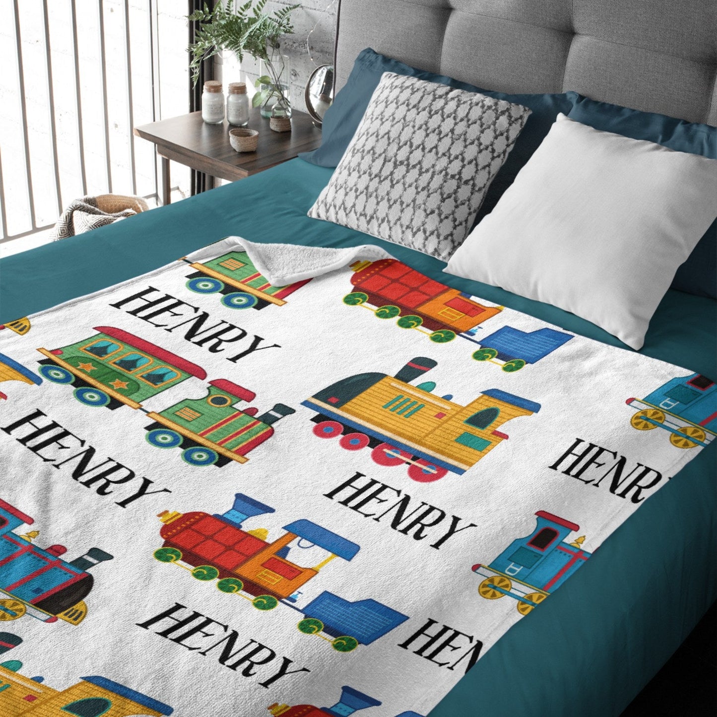 ️Personalized Line Train Baby Toddler Blanket