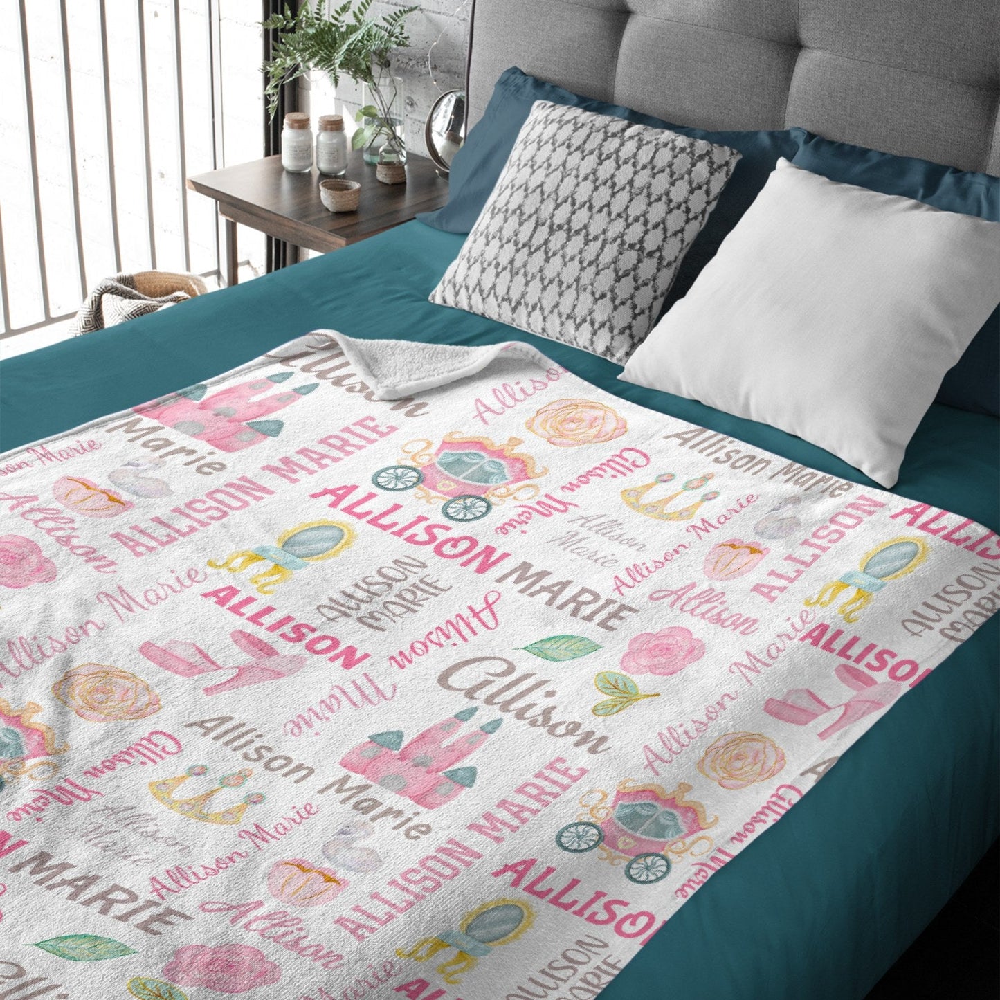 ️Fairy-Tale Princess Castle Custom name baby blanket