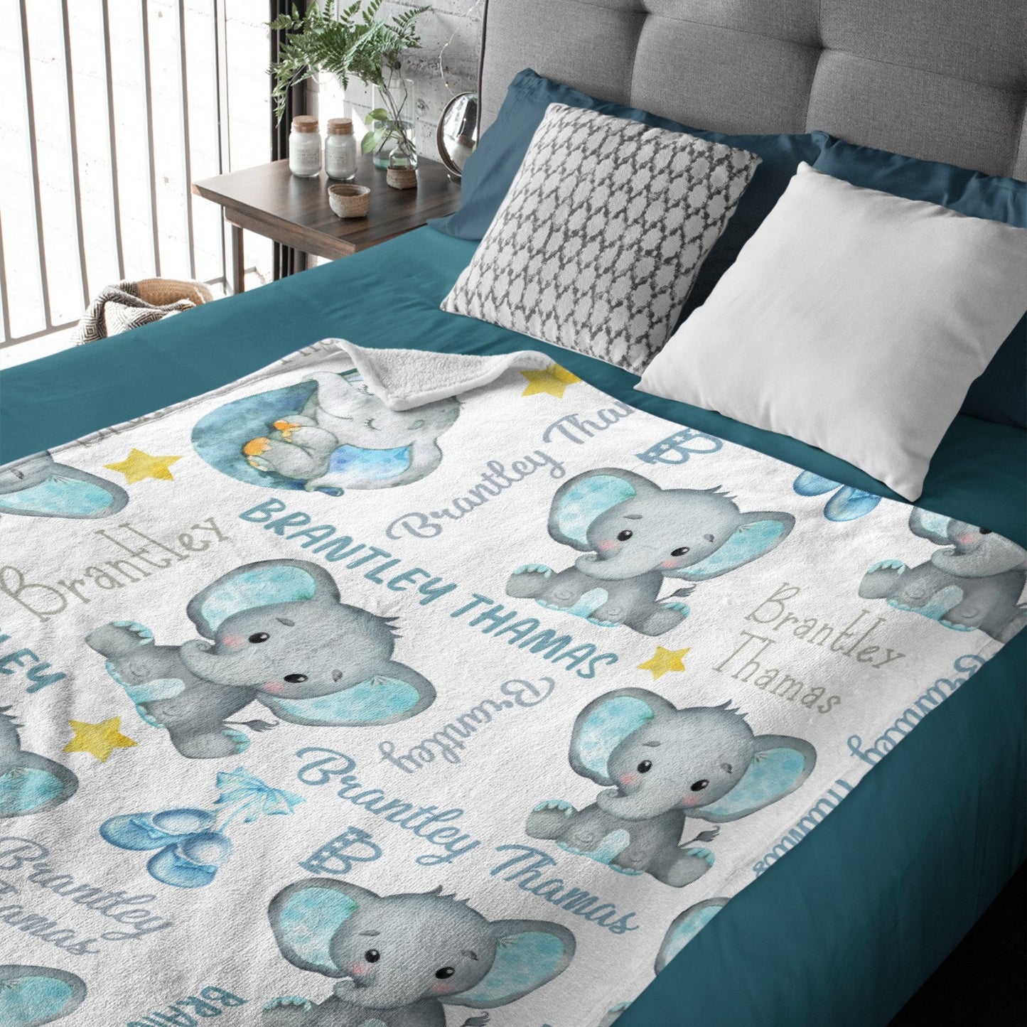 ️Personalized Name Elephant Baby Blanket