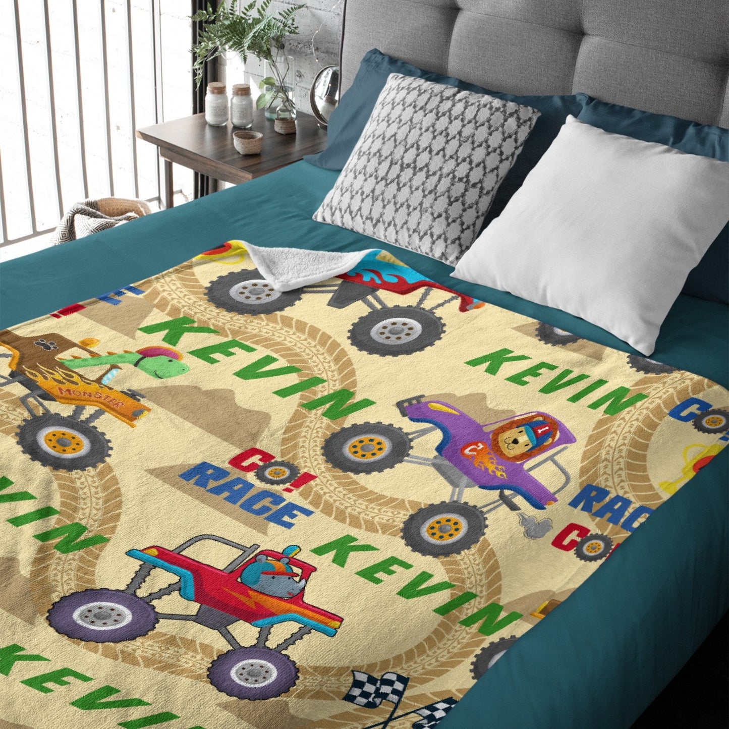 ️Custom Name Farm Tools Car Kids Blanket