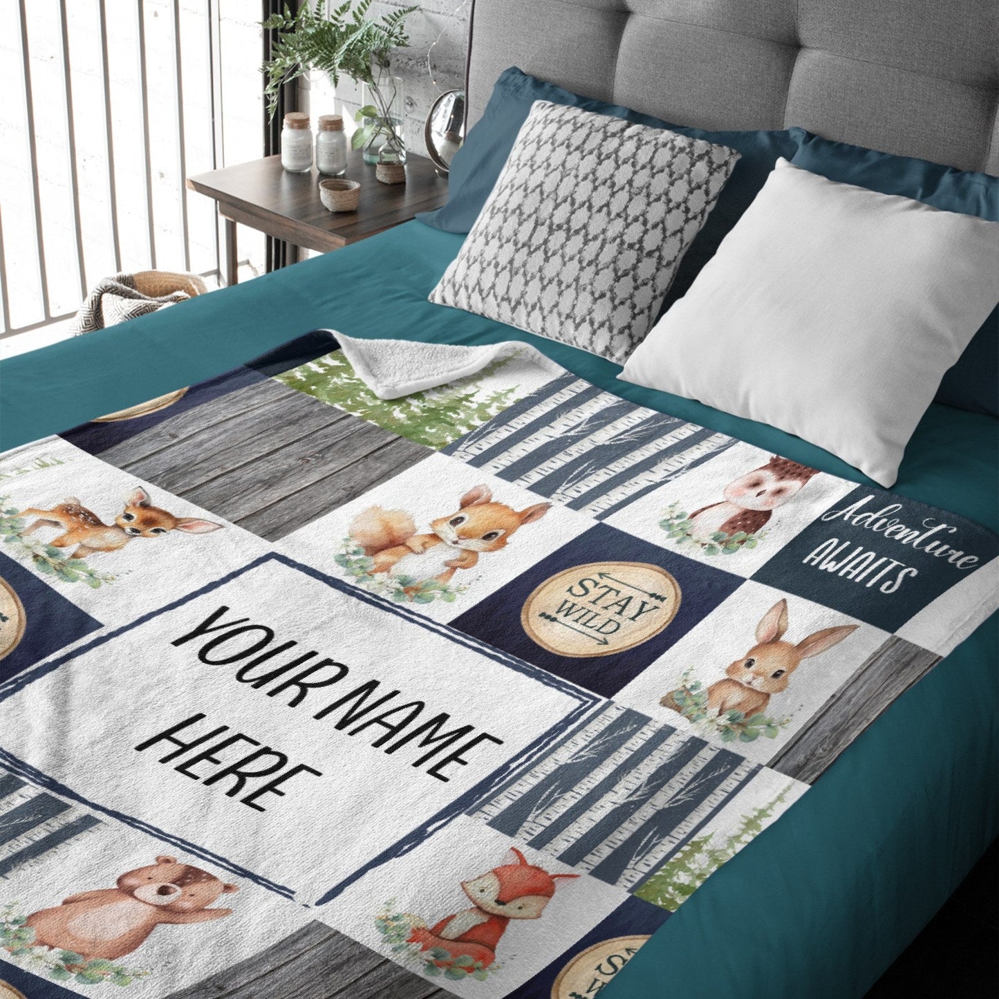 ️Customized Baby Name Personalized Woodland Blankets for Girls