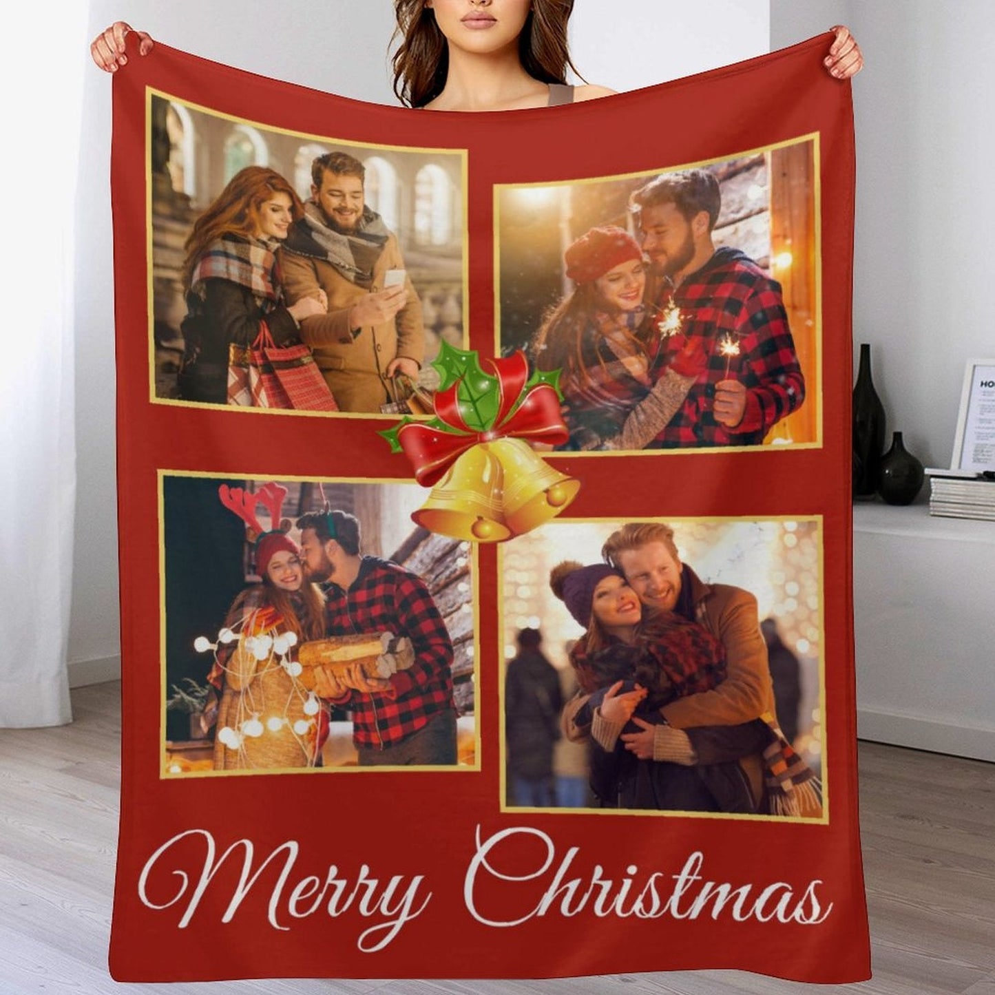 ️Custom Photo Merry Christmas Blanket For Family