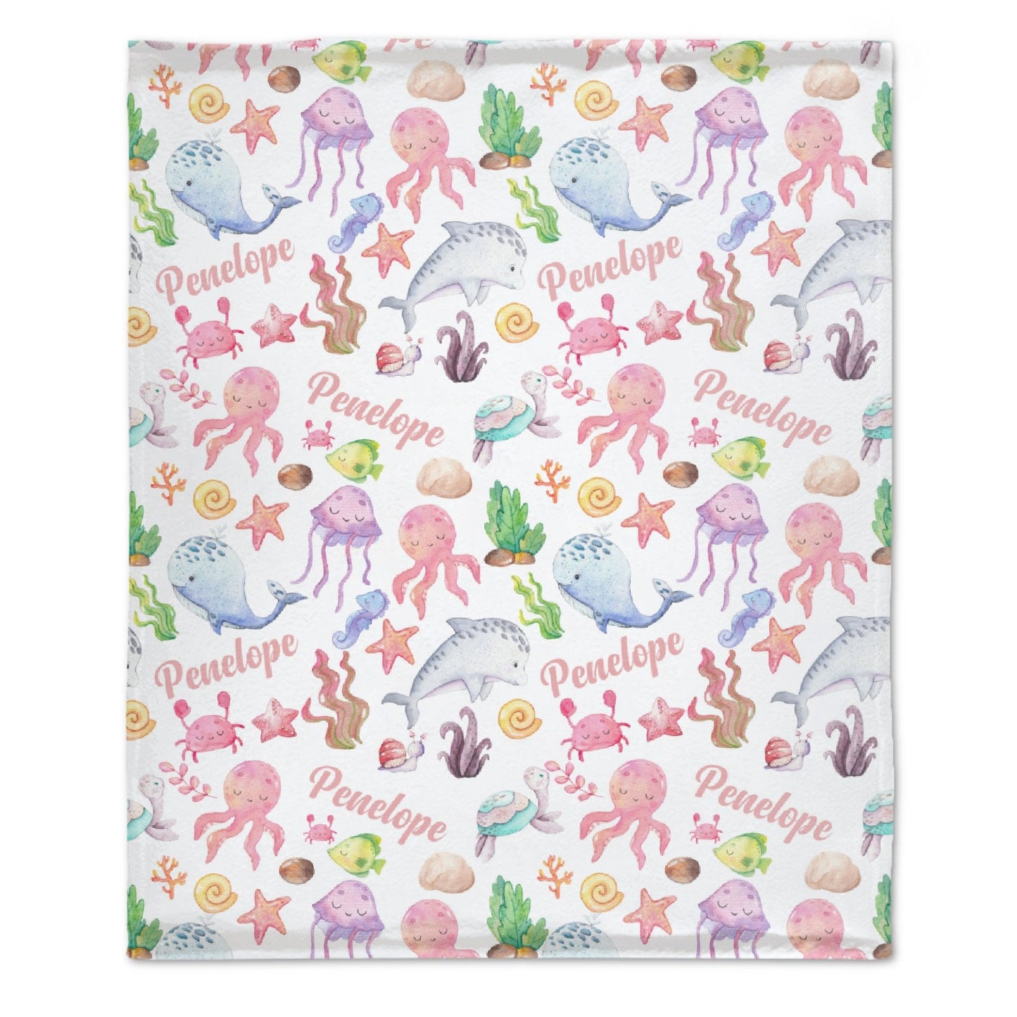 ️Sea Animals Blanket Personalized Name Baby Blanket