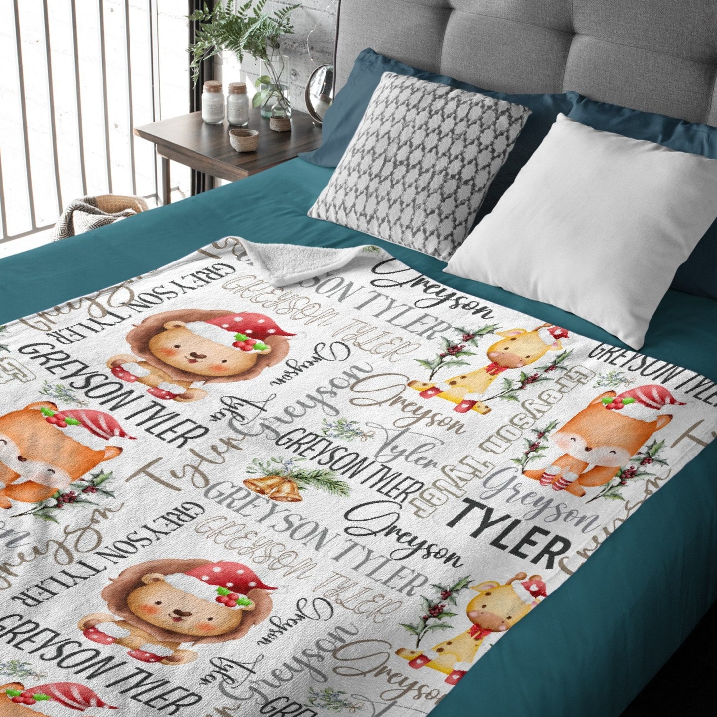 ️Christmas Safari Name Custom Baby Blanket