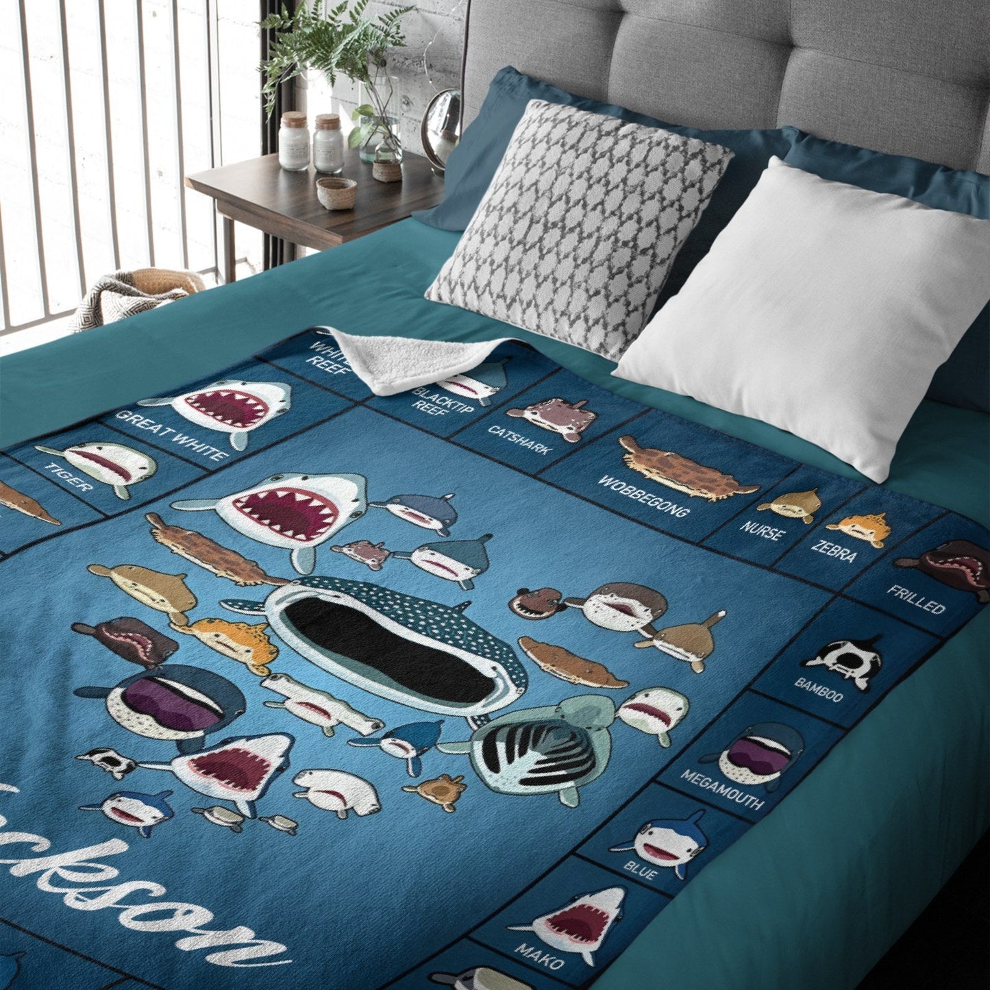 ️Personalized Shark Blanket Kids Custom Name Blanket