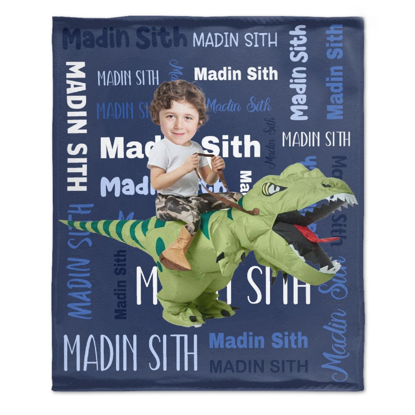 Custom Name Swaddle For Kids, Grandkids - Personalized Dinosaur Photo Blanket