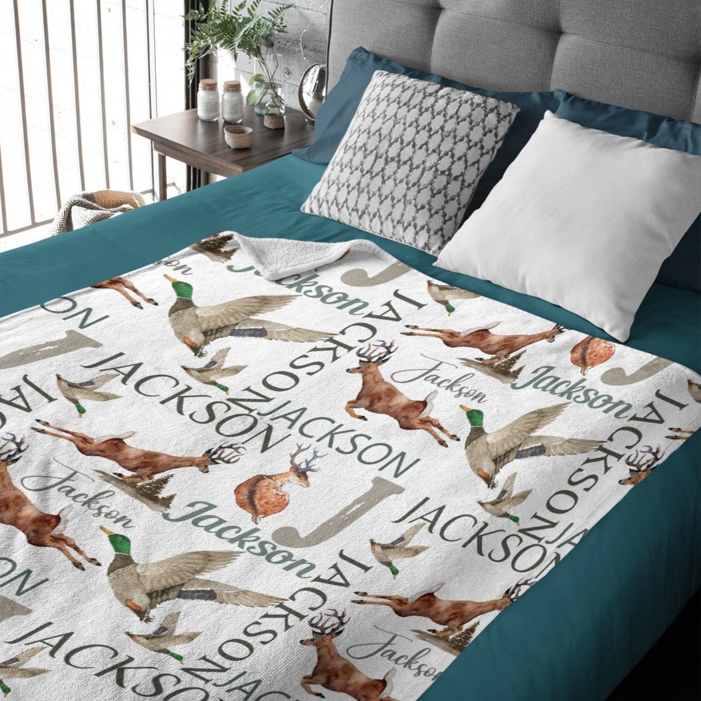 ️Personalized Baby Blanket, Hunting Blanket,Deer, Mallard Duck Woodland Baby Name, Country Theme Baby Blanket