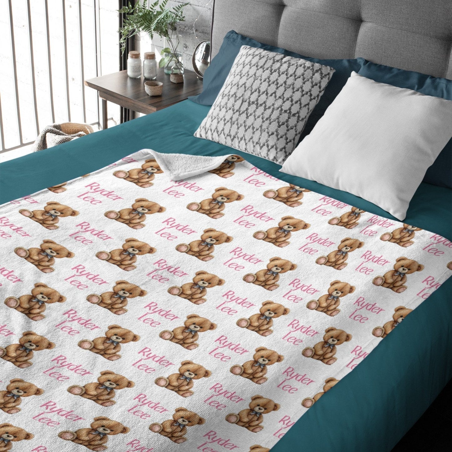 ️Personalized Teddy Bear Theme Baby Blanket