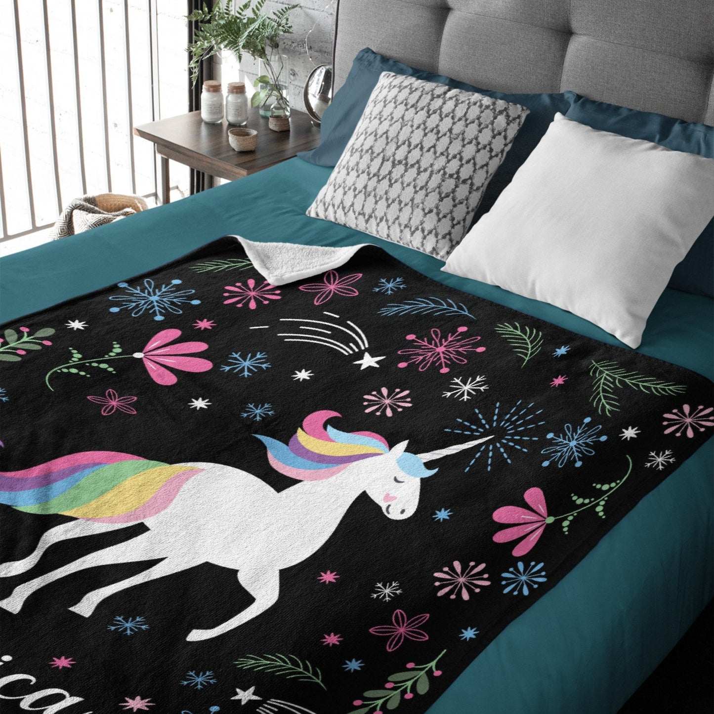 ️Personalized Unicorn Party Blanket for Girls