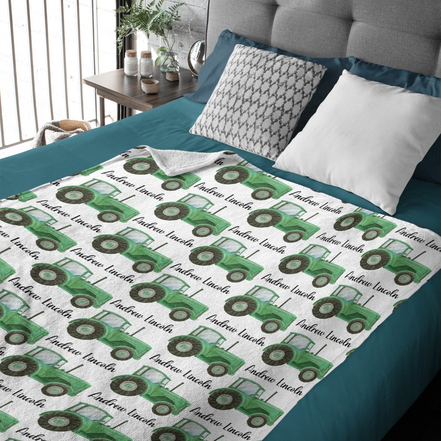 ️Farm Tractor Custom Name Blanket - Gifts for baby