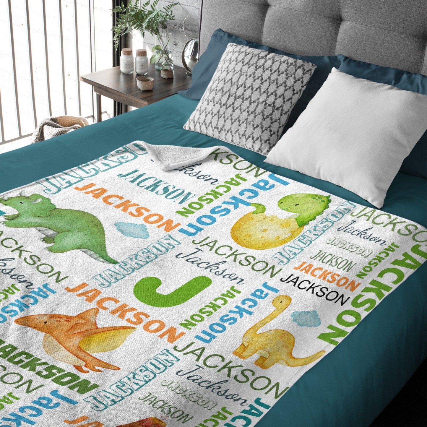 ️Dinosaur Custom Name Blanket-Personalized Baby Blanket