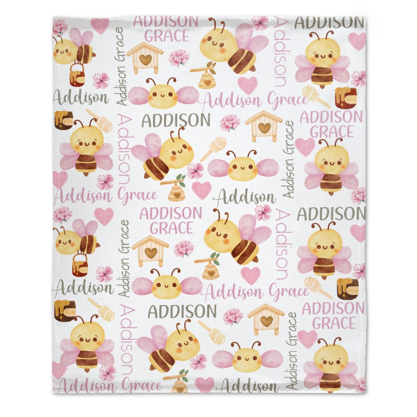 ️Personalized Name Baby Blanket Bumble Honey Bee