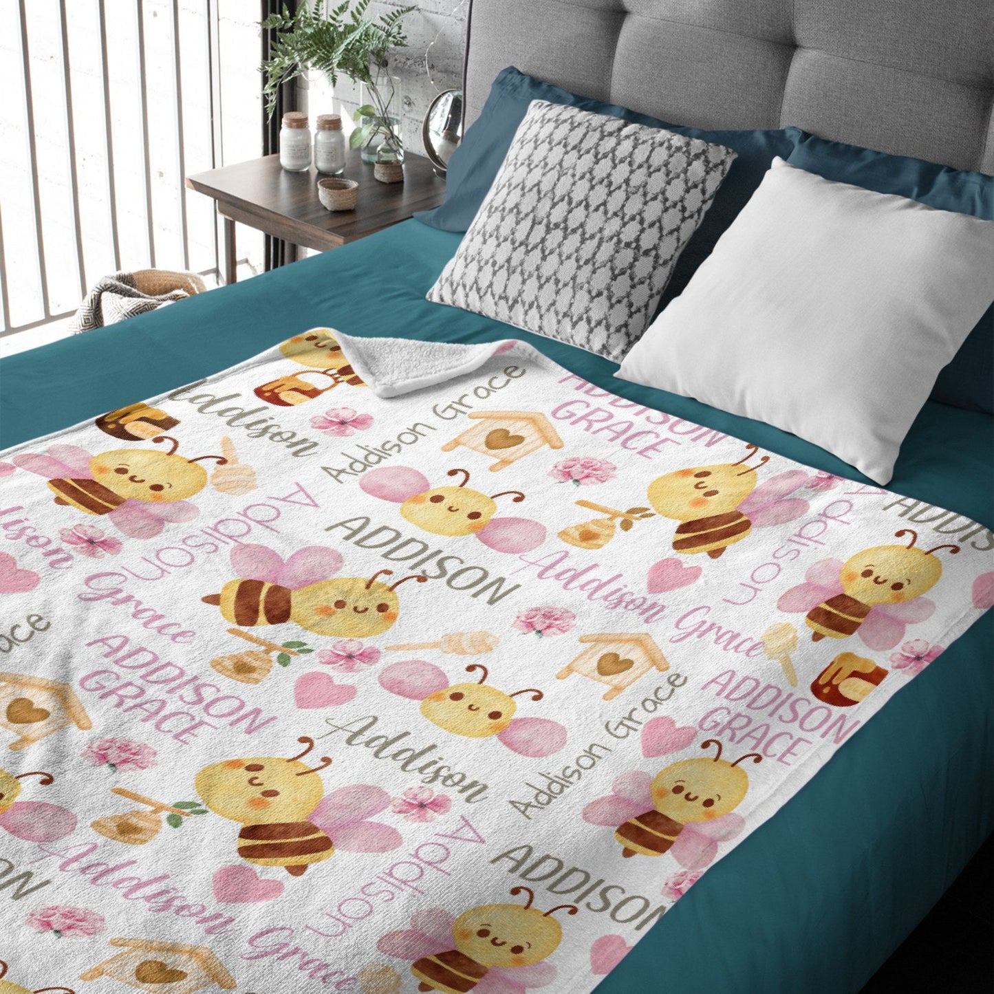 ️Personalized Name Baby Blanket Bumble Honey Bee