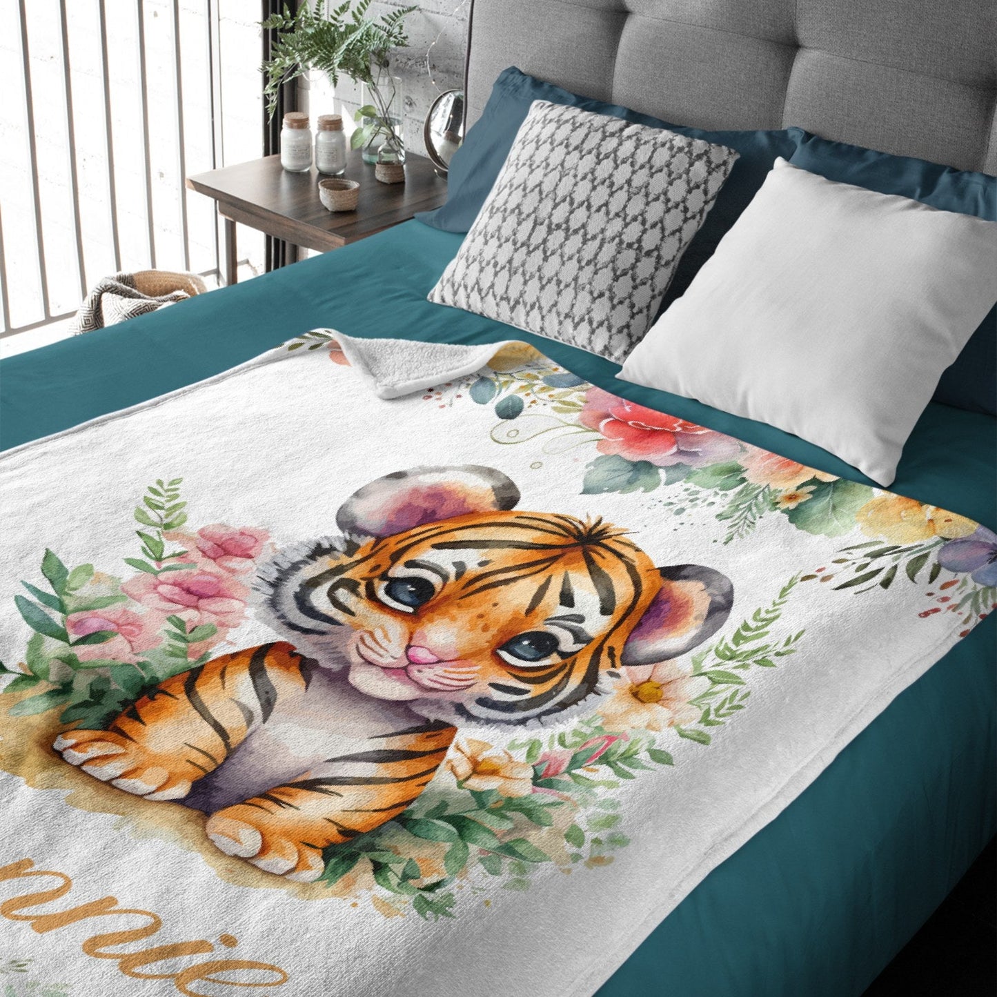 ️Custom Name Baby Tiger Throw Blanket