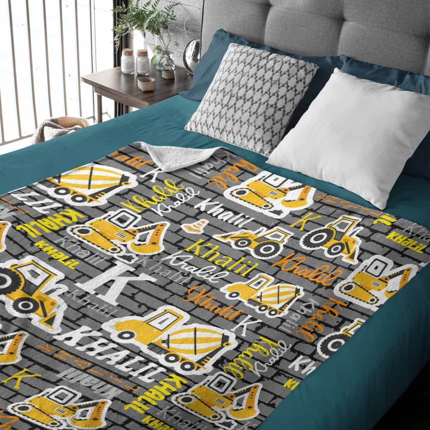 ️Personalized Custom Name Construction Blanket - Gift for Kids