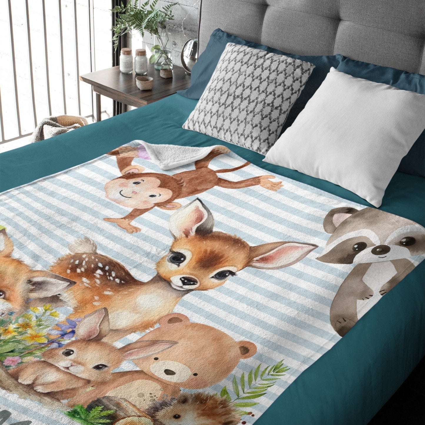 ️Personalized Forest Animal Custom Name Baby Blanket