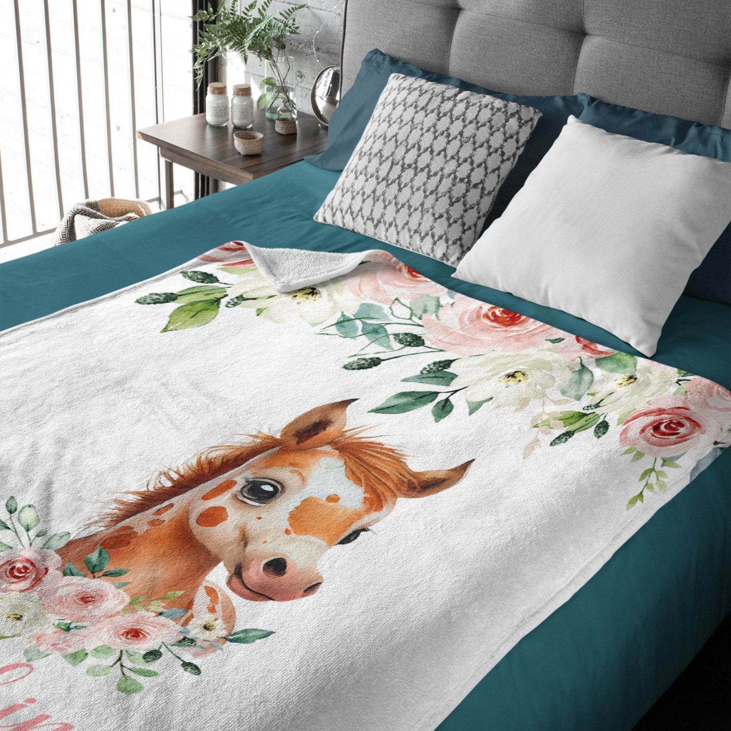 ️Horse Farm Animal Personalized Name Baby Blanket