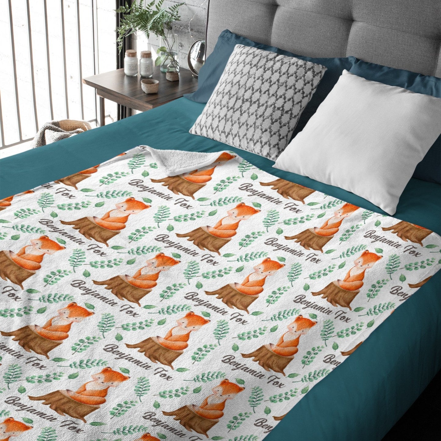 ️Personalized Name Fox Baby Blanket