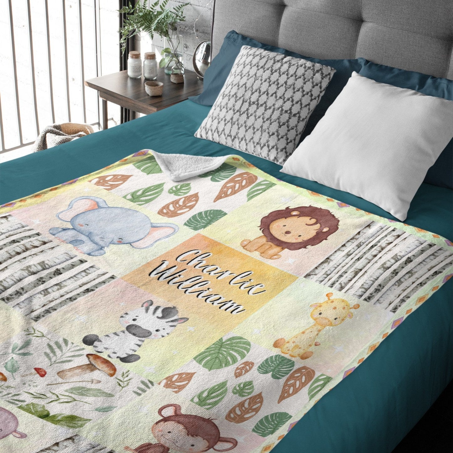 ️Personalized Custom Baby Name Blanket-Woodland Animals Theme