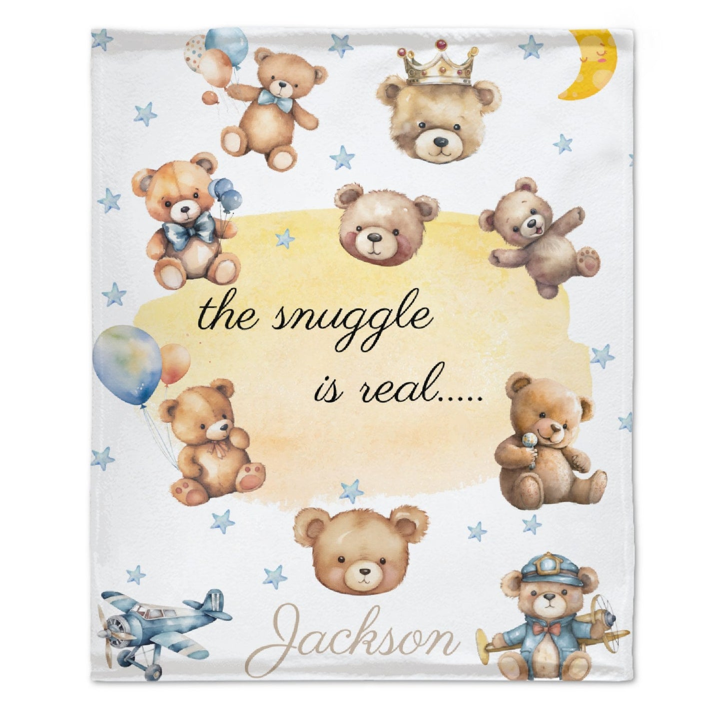 ️Custom Bear Pattern Baby Blanket with Name