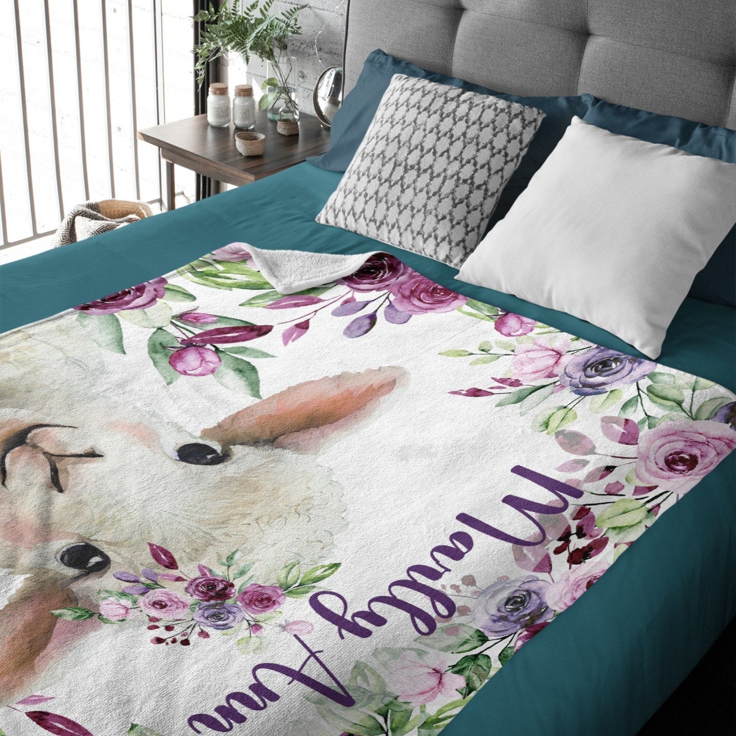 ️Personalized Name Baby Lamb Floral Kids Baby Blanket
