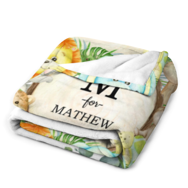 ️Personalized Woodland Animals Baby Name Blanket
