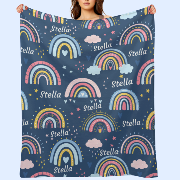 ️Personalized Cute Rainbow Blanket - Blanket for Girls