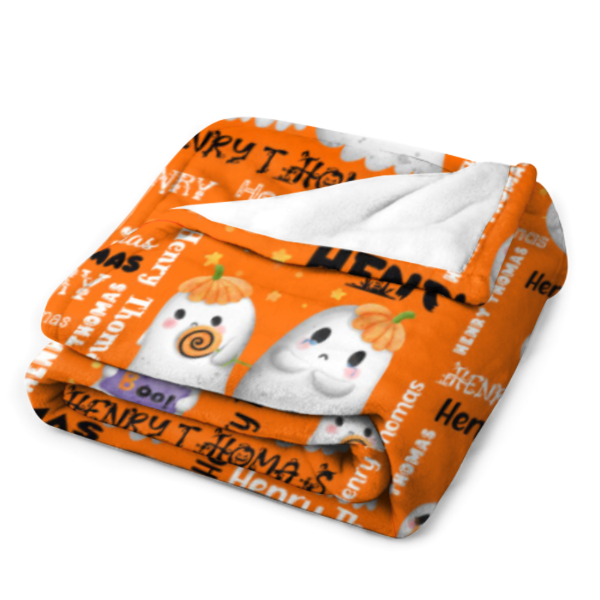 ️Halloween Cute Ghost Name Custom Blanket - Halloween Gifts