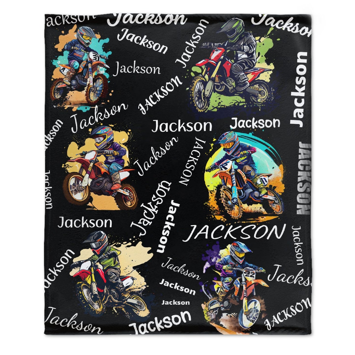 ️Personalized Custom Name Motocross Rider Blankets Blanket For Kids