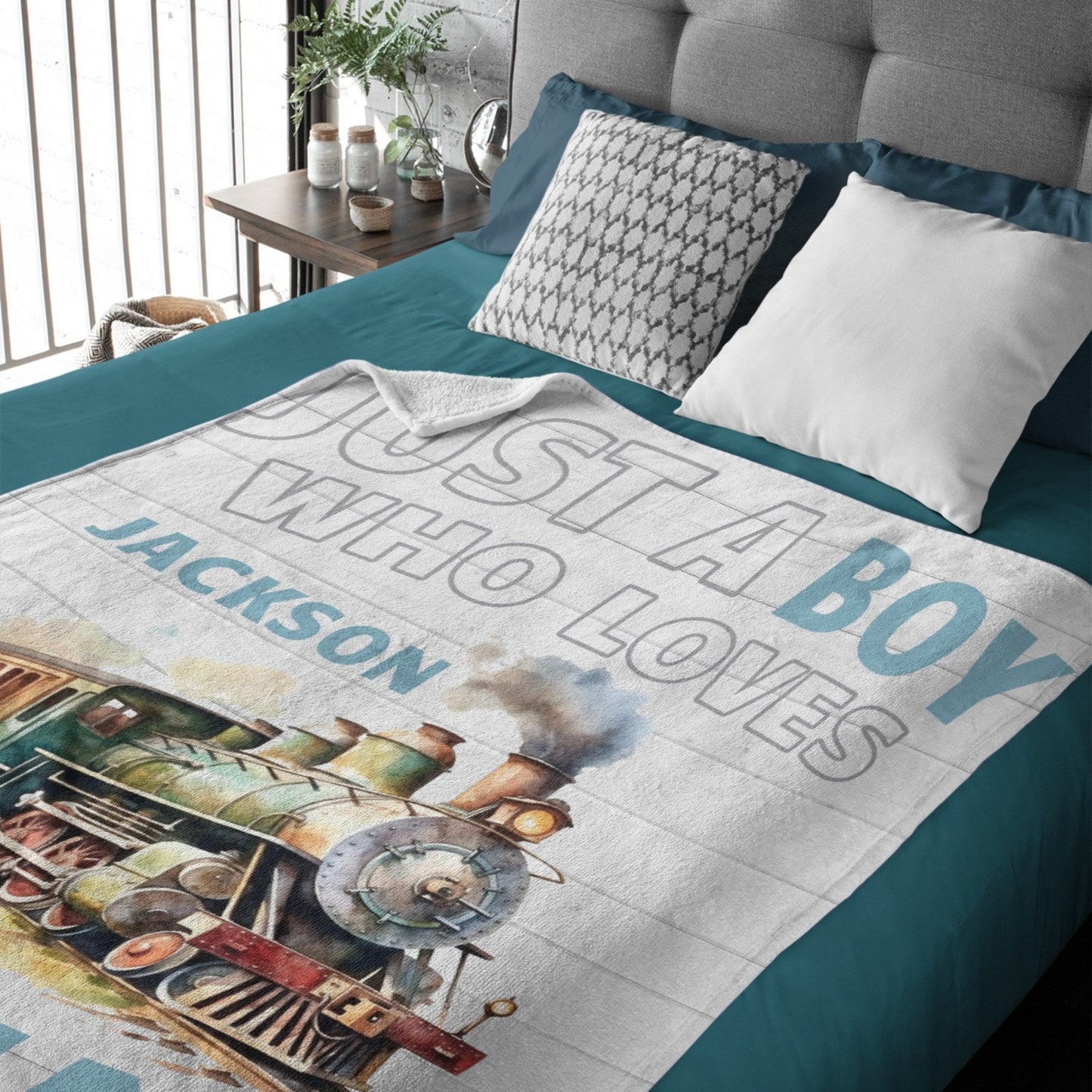 ️Personalized Name Train Blanket for Boys