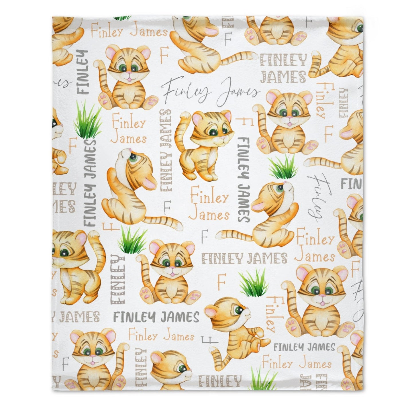 ️Personalized Name Animal Tiger Baby Blanket