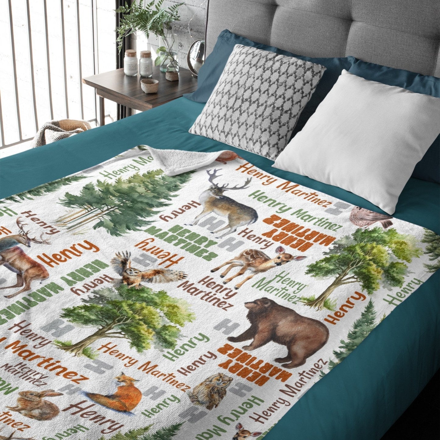 ️Personalized Woodland Forest Baby Name Blanket