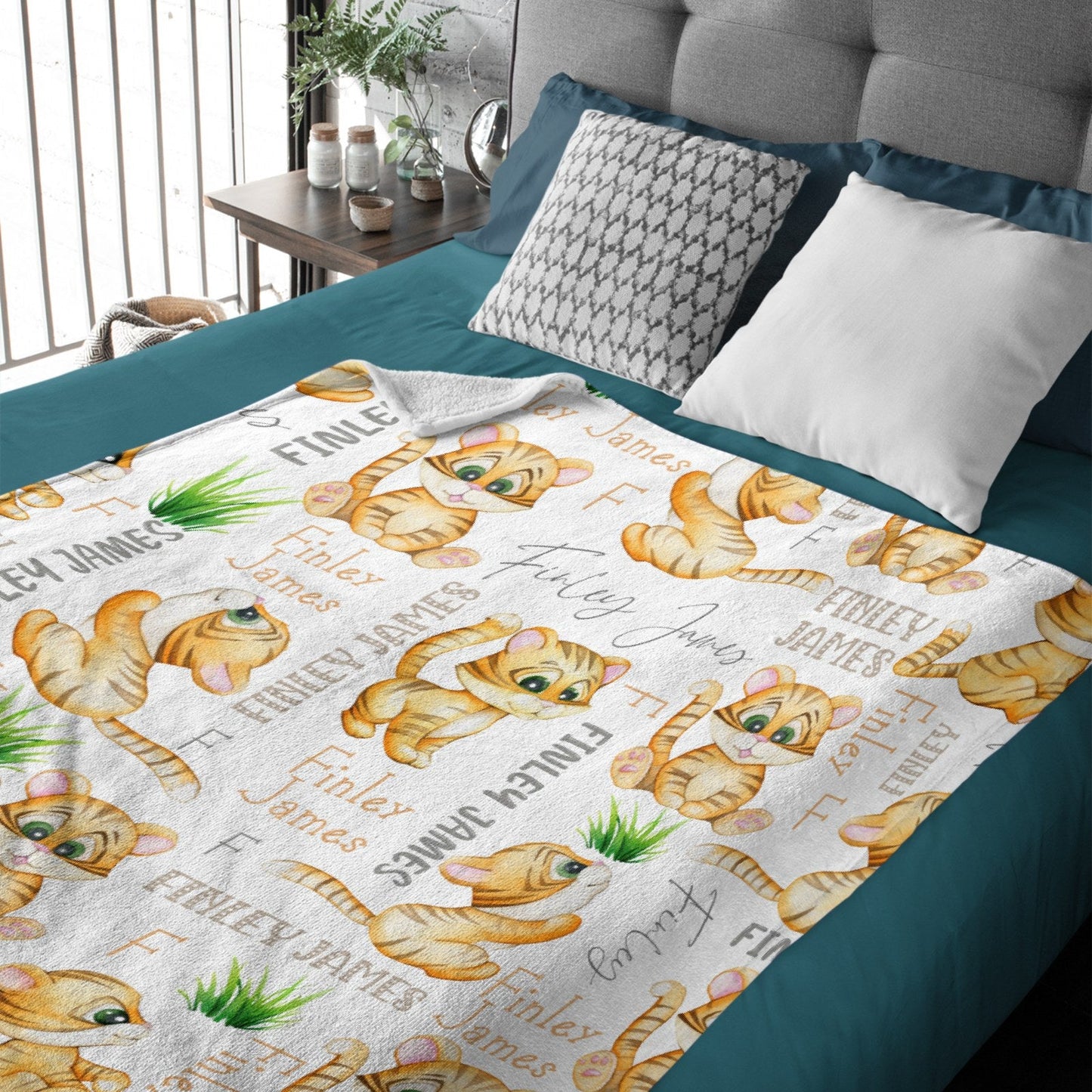 ️Personalized Name Animal Tiger Baby Blanket