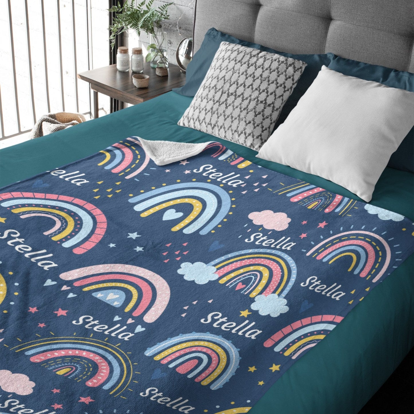️Personalized Cute Rainbow Blanket - Blanket for Girls